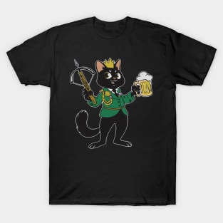 Black cat with crossbow and beer T-Shirt